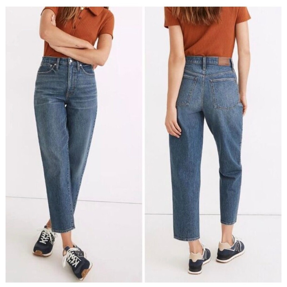 Madewell High Rise Balloon Jeans 26 Medium Wash Curved Leg NA929 Blue Wide